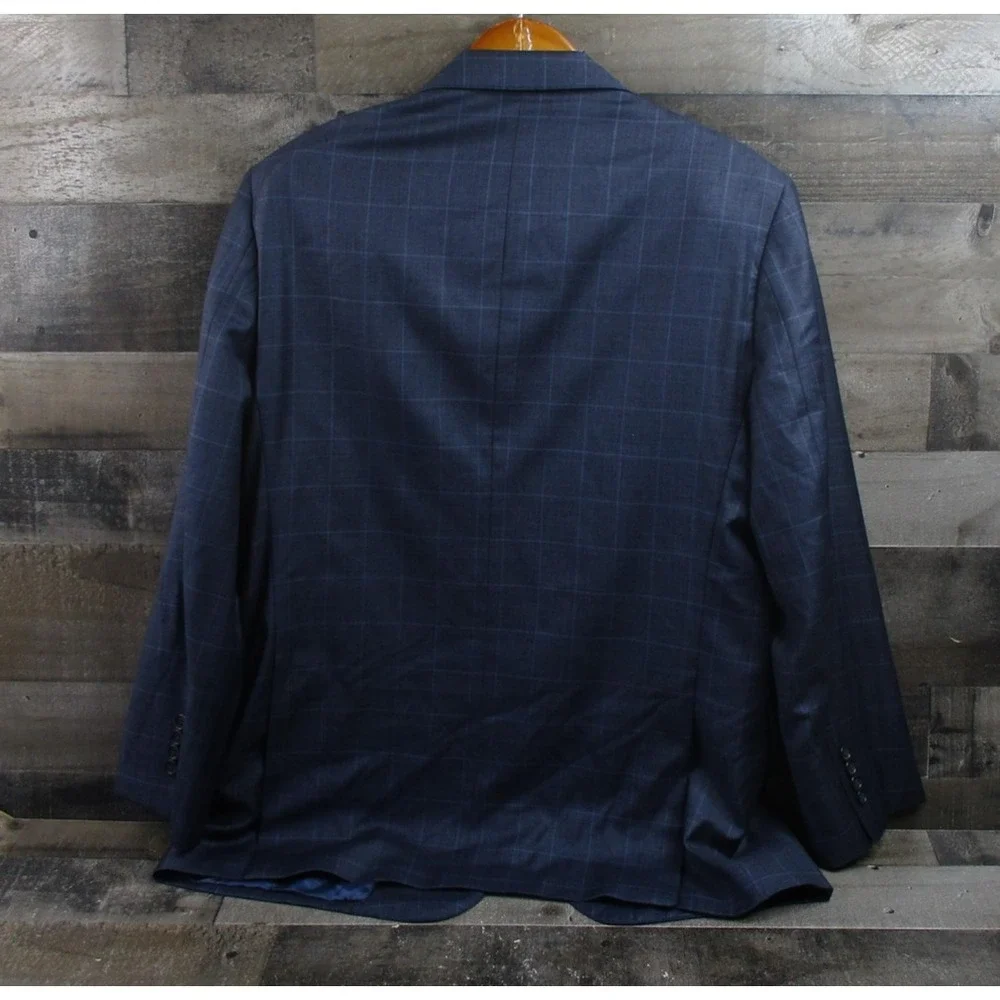 Brooks Brothers Blazer Mens 44 Regular Navy Windowpane 1818 Regent Wool Made USA